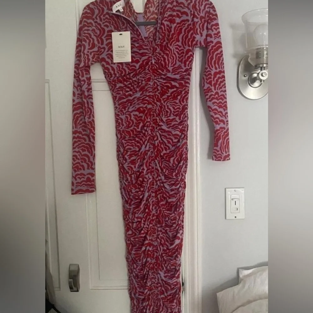 A.L.C. Red and Lavender Wave Dress - Picture 5 of 5